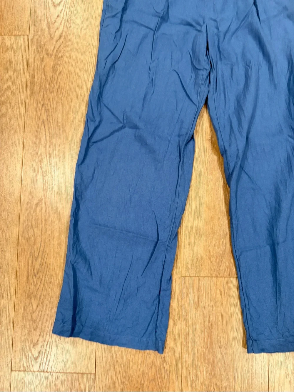 Babaton Aritzia Blue Linen Blend Pull On Wide Leg Pants Size Medium